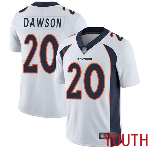 Youth Denver Broncos #20 Duke Dawson White Vapor Untouchable Limited Player Football NFL Jersey->youth nfl jersey->Youth Jersey